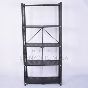 5 Tier Stainless Steel Foldable Storage Rack - Black