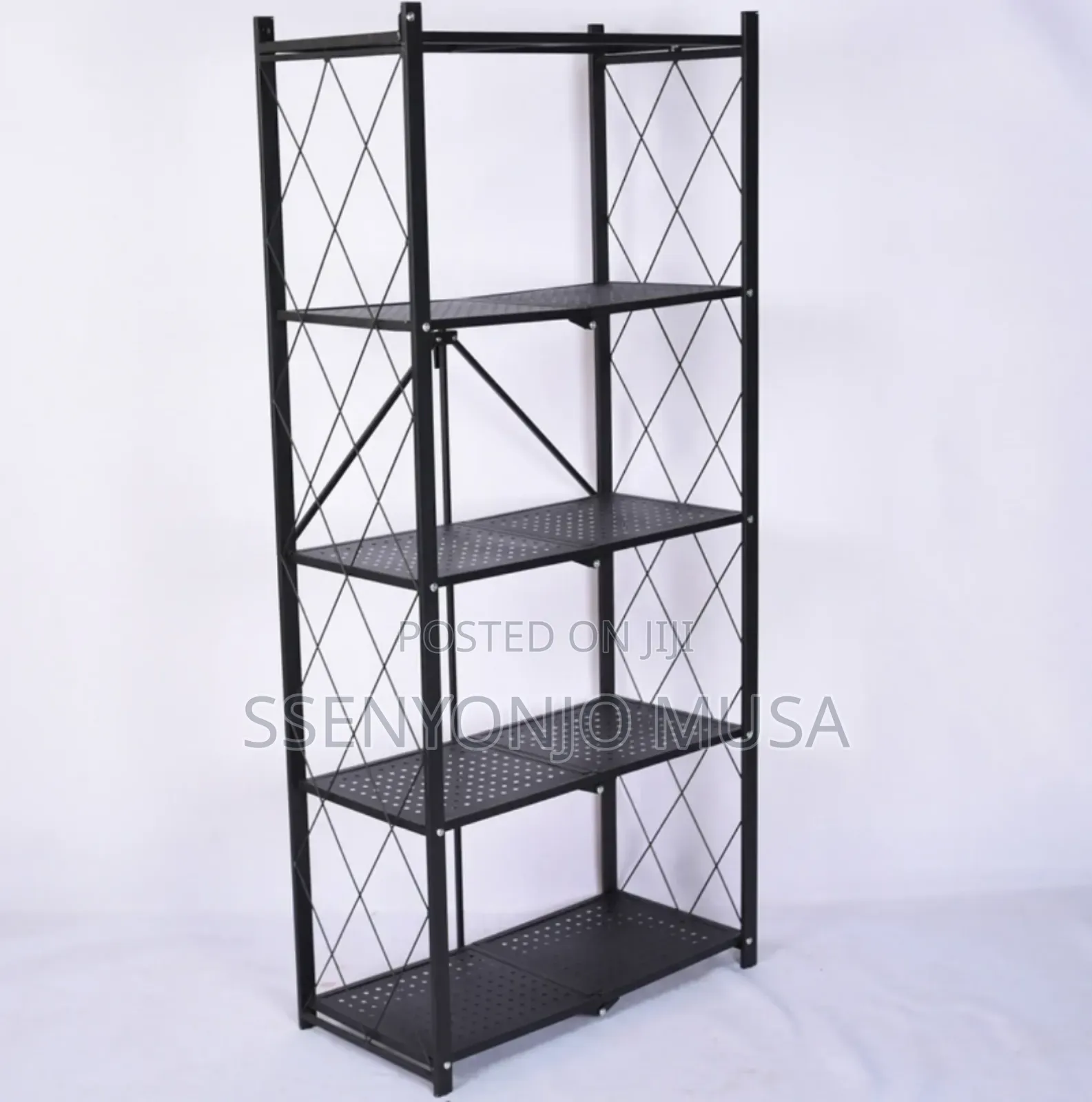 5 Tier Stainless Steel Foldable Storage Rack - Black