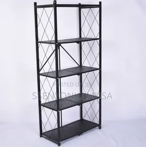 5 Tier Stainless Steel Foldable Storage Rack - Black