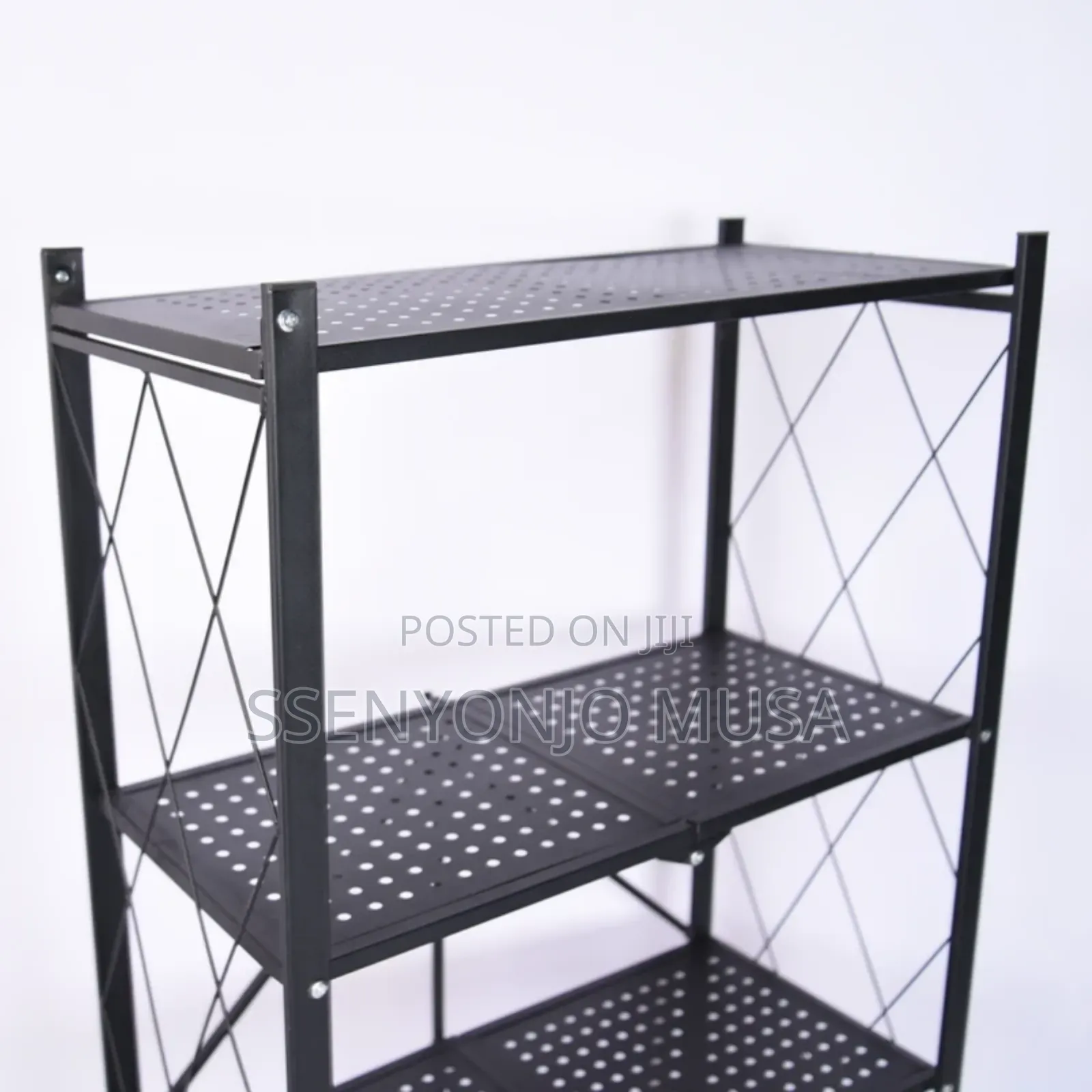 5 Tier Stainless Steel Foldable Storage Rack - Black