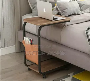 Adjustable Laptop Table With Rollers and Shelves