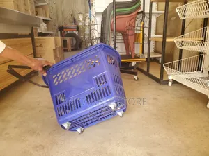 Supermarket Plastic Shopping Baskets With Wheels