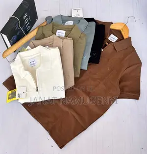 Pure Cotton Colar Tshirts With Zipper