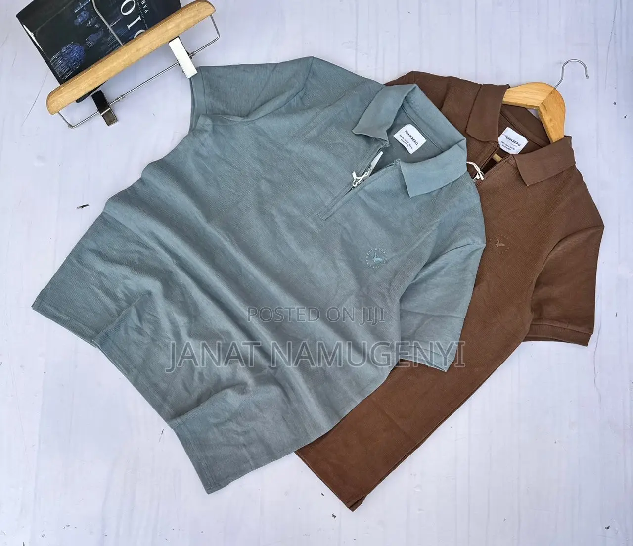 Pure Cotton Colar Tshirts With Zipper