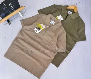 Pure Cotton Colar Tshirts With Zipper