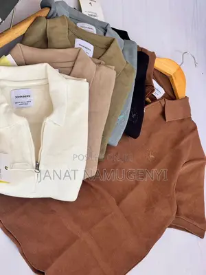 Pure Cotton Colar Tshirts With Zipper