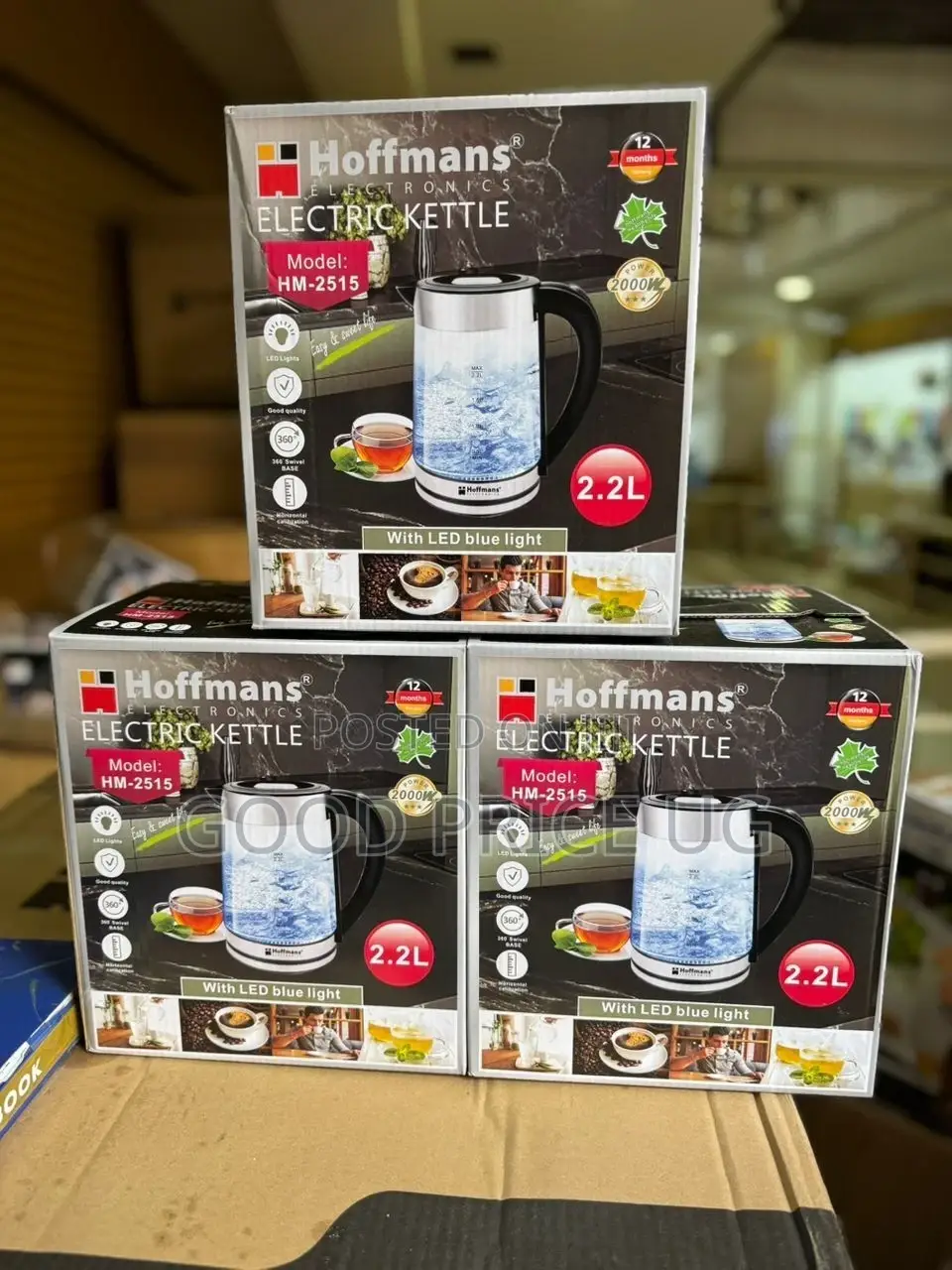Hoffmans Glass 2.2L Electric Kettle