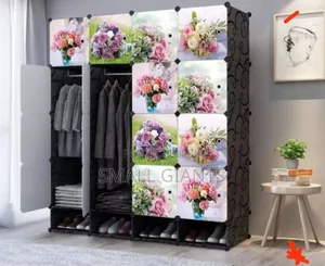Portable Plastic Wardrobe With Flora Design