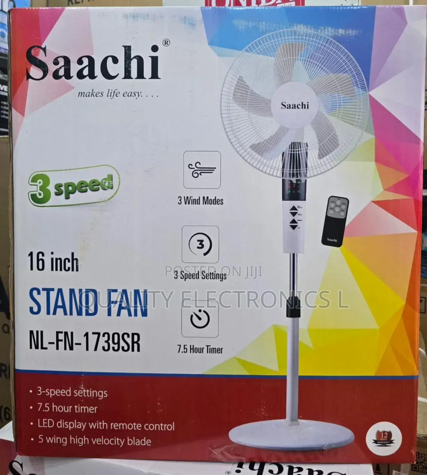 Saachi 3 Speeds Remote Fan