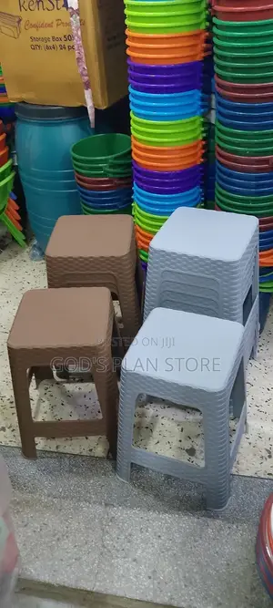 Gray and Brown Plastic Stools