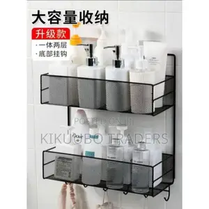 Double Layer Wall Mounted Bathroom Storage Shelf Organizer