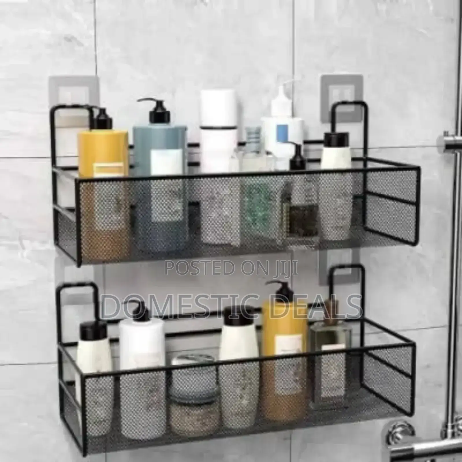 Wall Mounted 2 Layer Metal Mesh Bathroom Rack