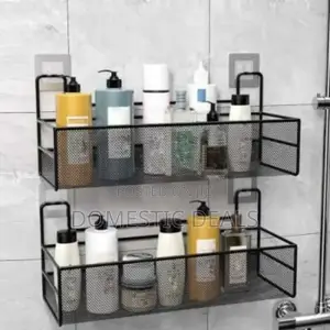 Wall Mounted 2 Layer Metal Mesh Bathroom Rack