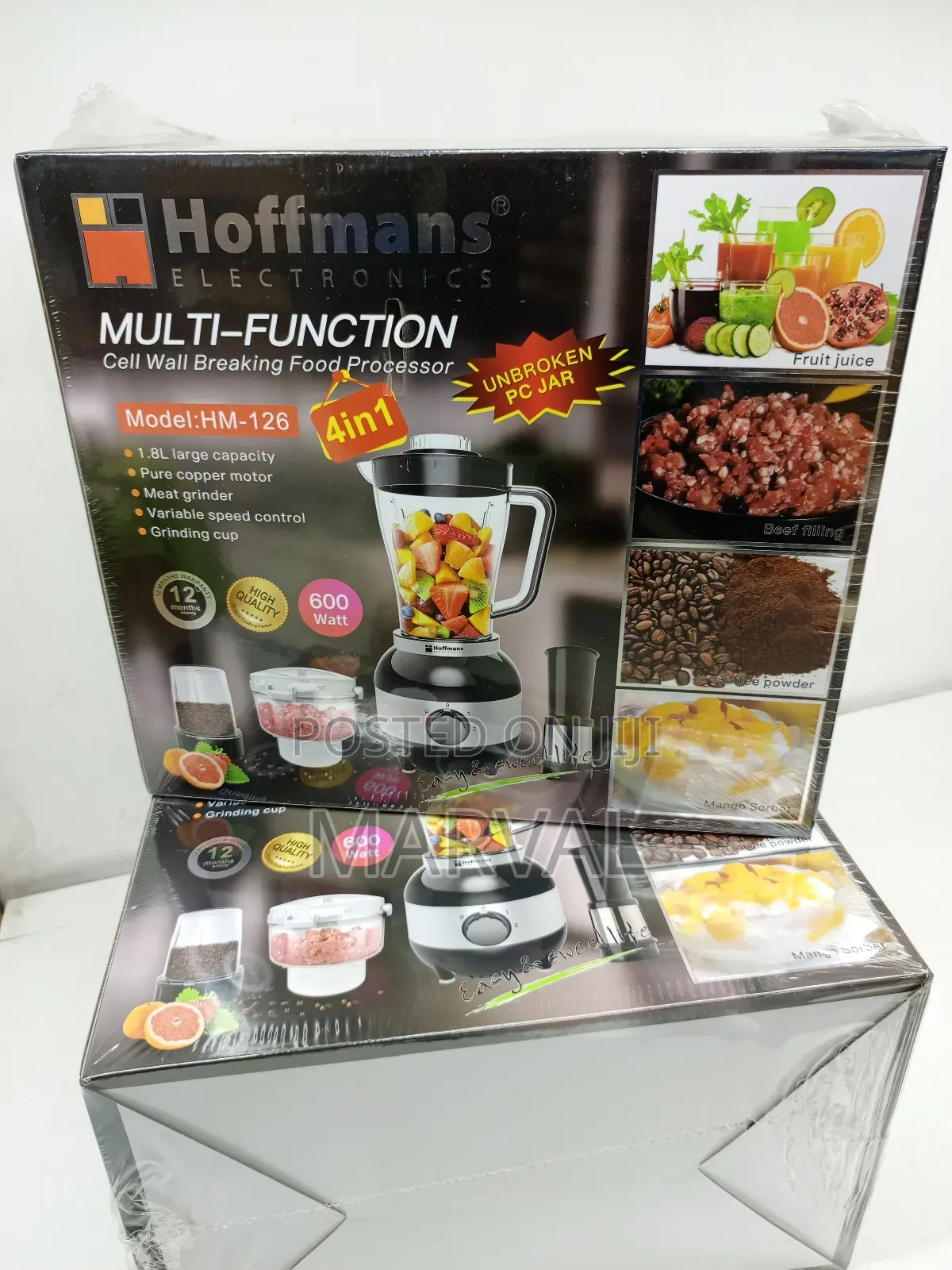 Hoffmans 4 in 1 Blender With Grinder Juicer Food Processor