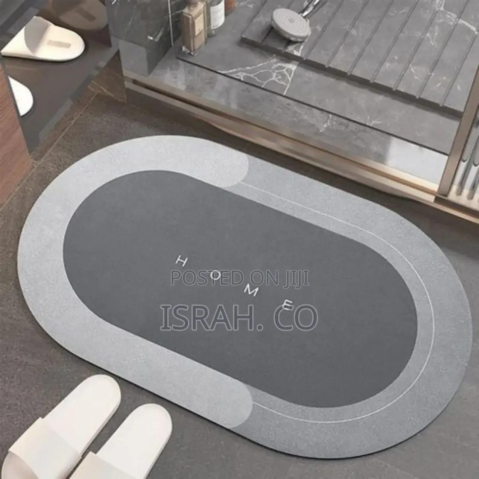 Absorbent Bathroom Door Mat-Grey Blue Green Colour May Vary