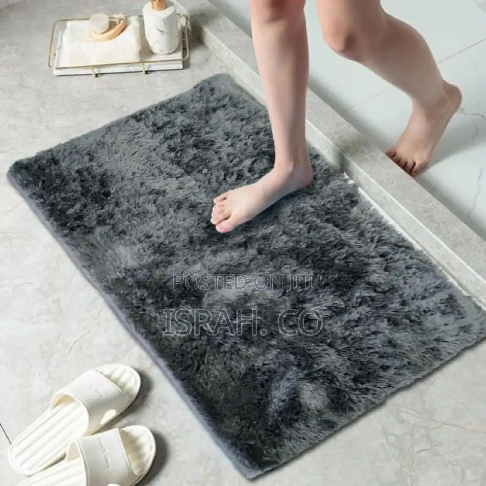 Happy Home Soft Fluffy Door Mat Grey