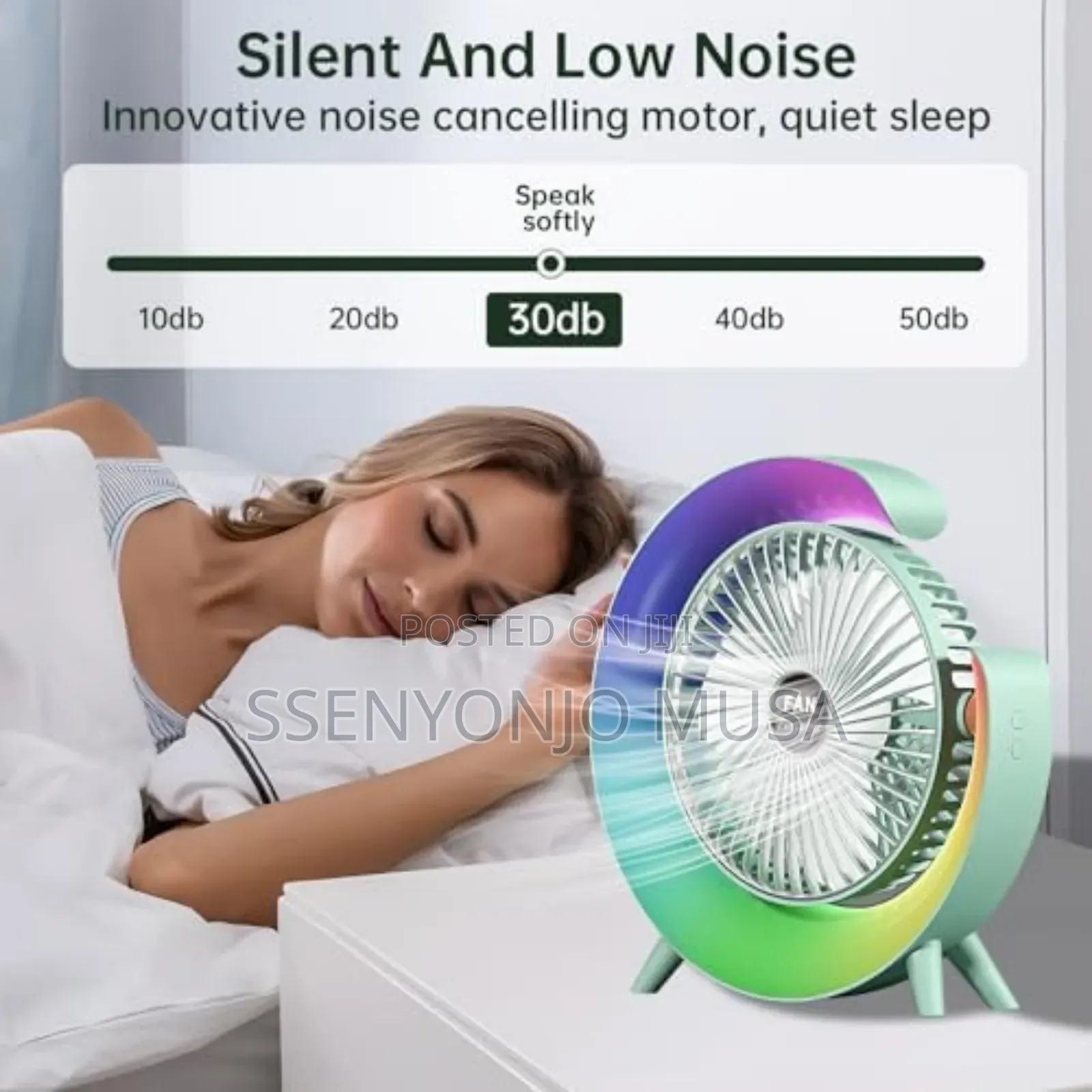 Usb Desk Fan- Silent,Powerful, Rechargeable With Led Light