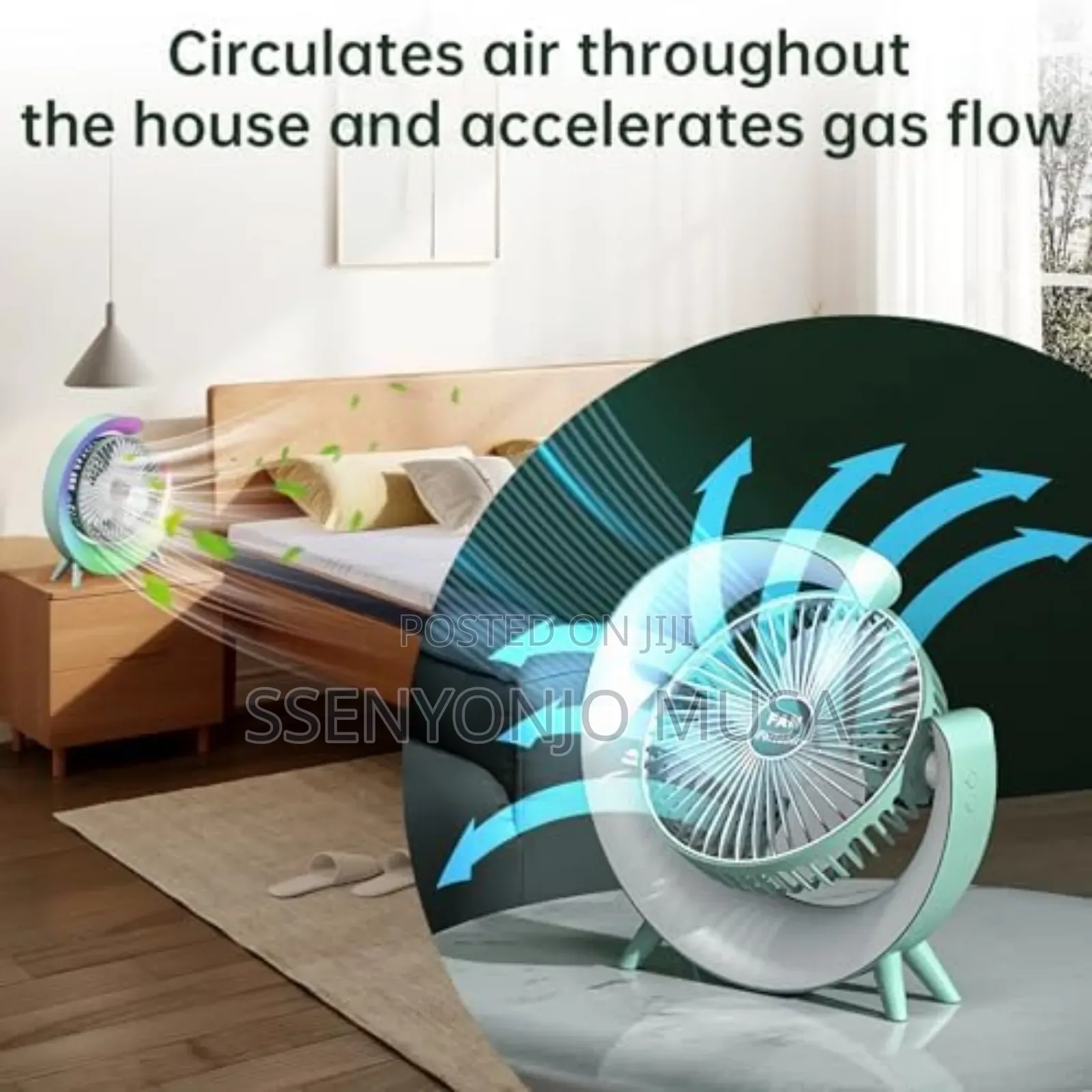 Usb Desk Fan- Silent,Powerful, Rechargeable With Led Light