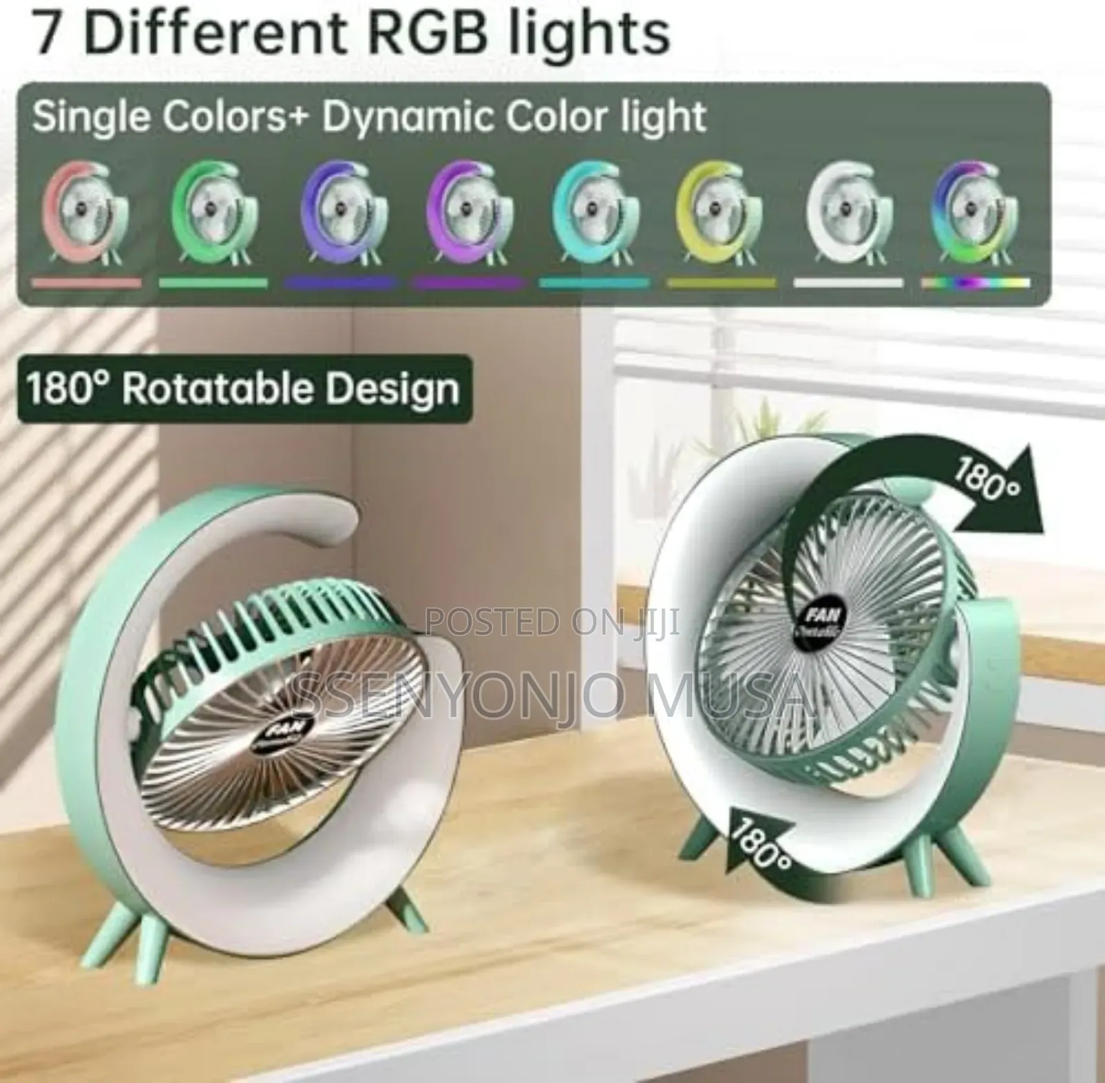 Usb Desk Fan- Silent,Powerful, Rechargeable With Led Light