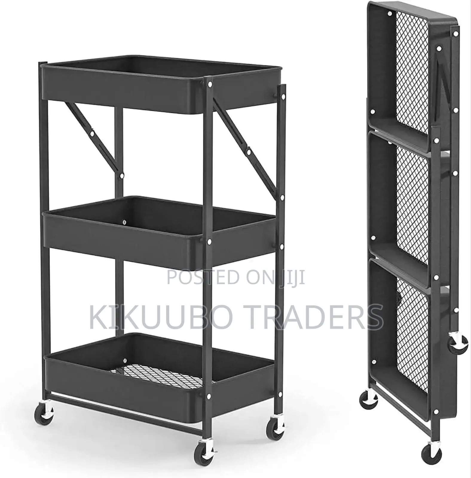 3 Tier Foldable Storage Shelf Rolling Trolley