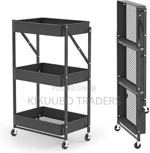 3 Tier Foldable Storage Shelf Rolling Trolley