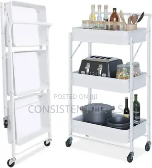 3 Tier Folding Kitchen Storage Trolley Rack