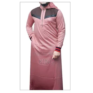 Pink Black Stripe Muslim Kanzu