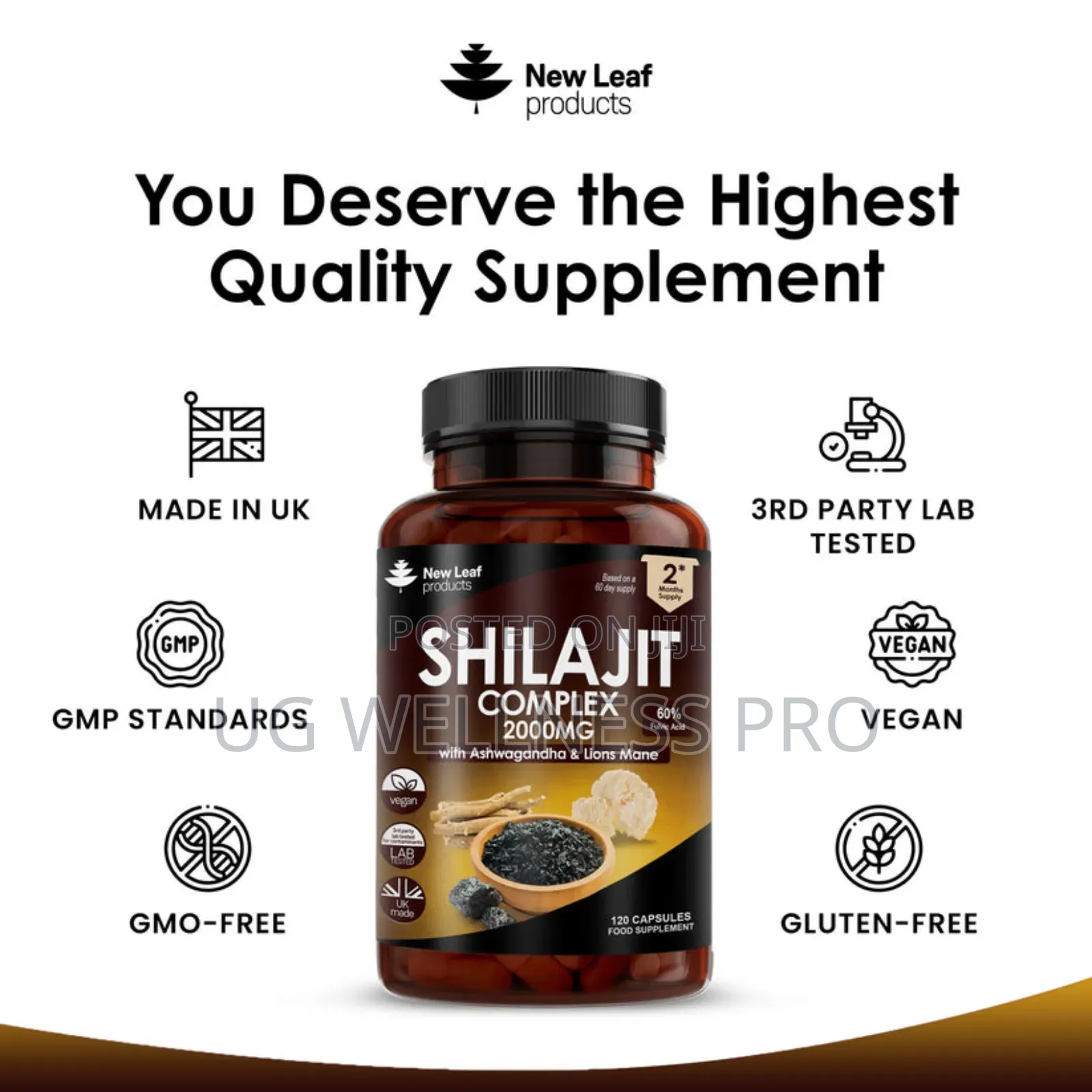 Shilajit Complex With Ashwagandha and Lion's Mane 2 Months