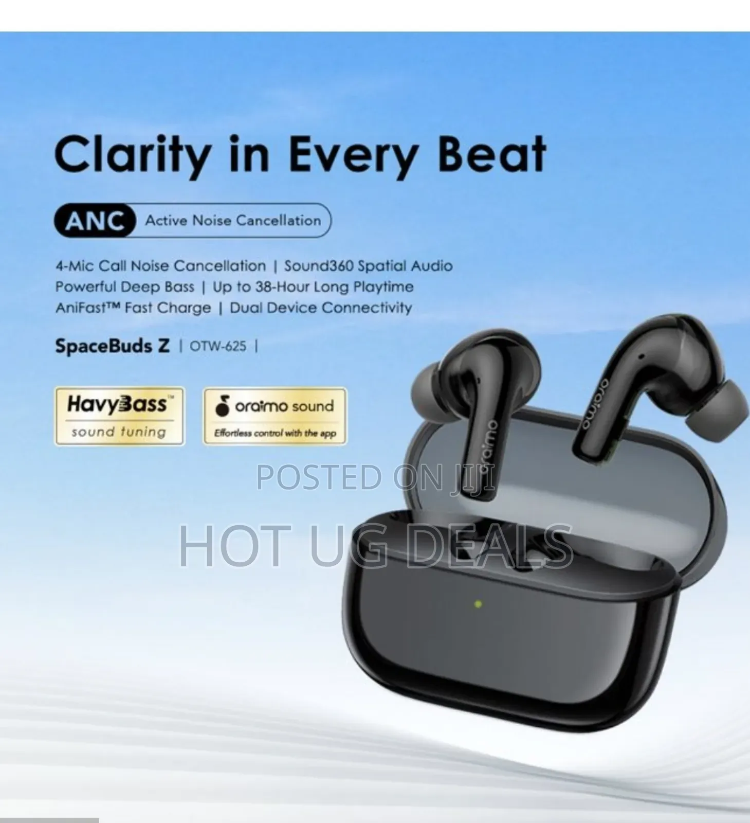 Oraimo Spacebuds Z Anc True Wireless Earbuds Black