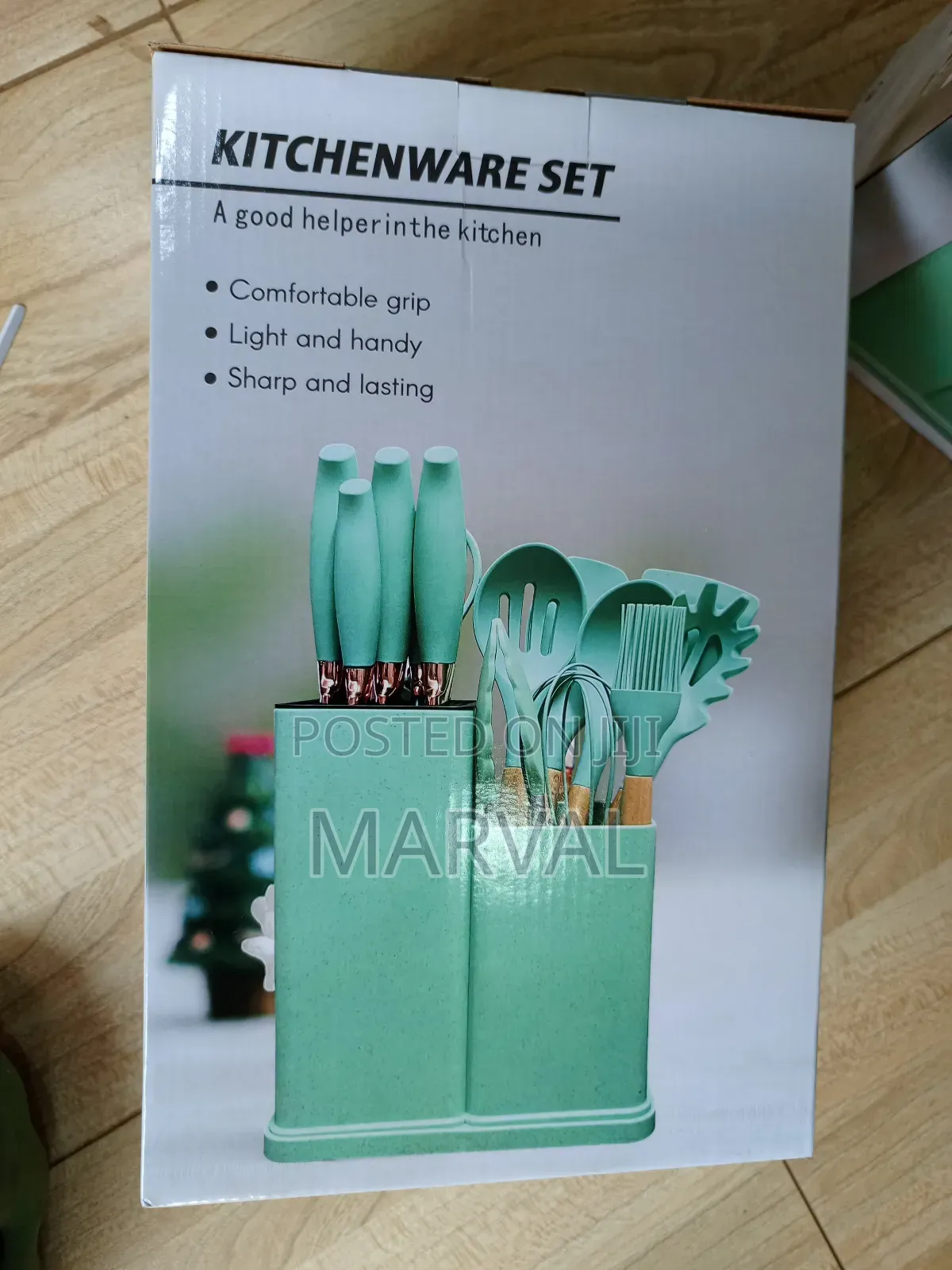19 PCS Kitchen Utensils Set Wood Handle