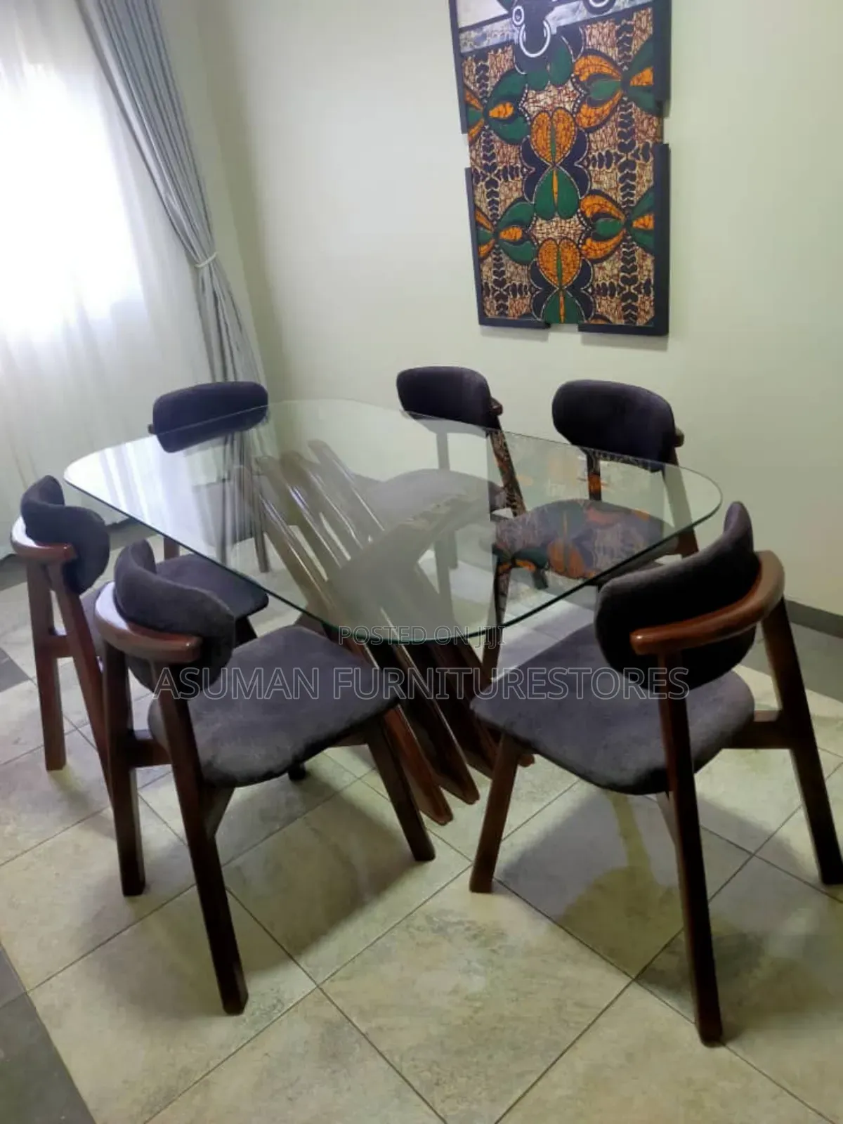 Modern 6seater Dinning Table With Glass Top Call