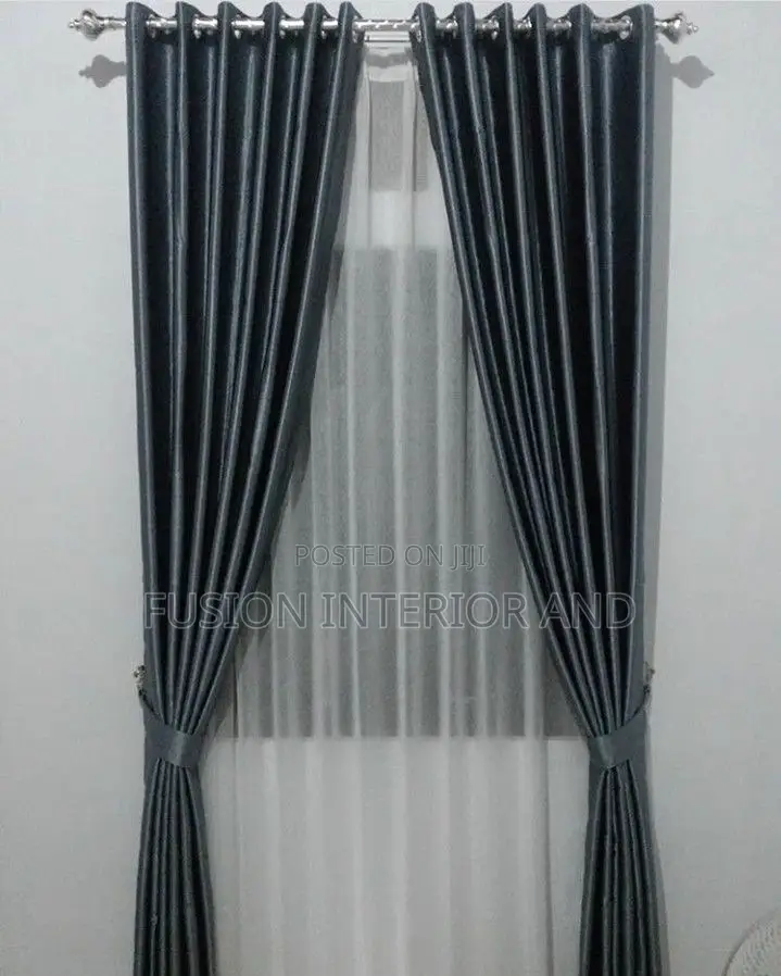 Dark Grey Plain Curtains