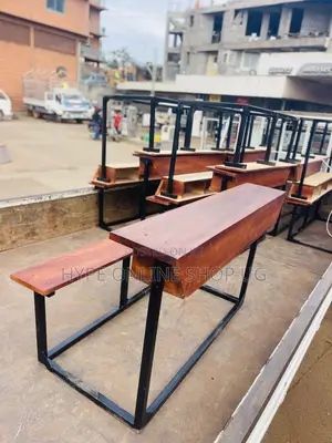 Metal and Wood School Bench
