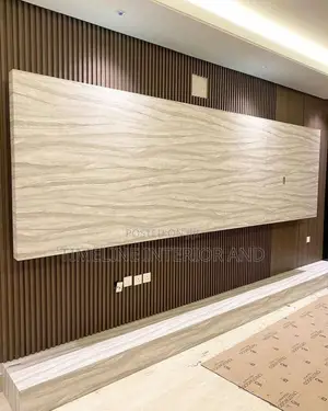 Modern Chic: PVC Fluted Panels and Marble Sheets TV Unit