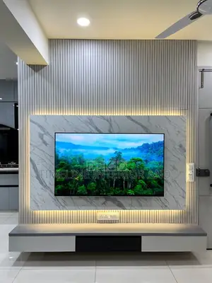 Timeless PVC Fluted Panels and Marble Sheets TV Unit