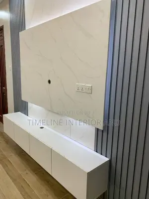 Timeless PVC Fluted Panels and Marble Sheets TV Unit