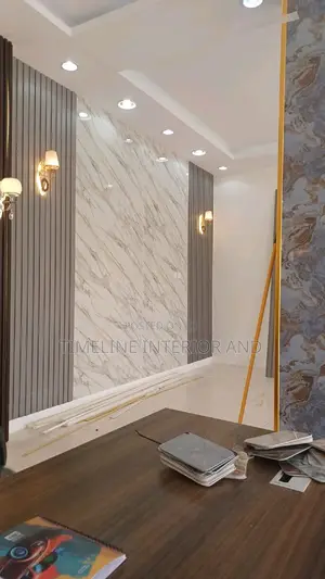 Modern Panels and Marble Sheet TV Unit