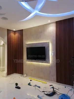 Modern Panels and Marble Sheet TV Unit