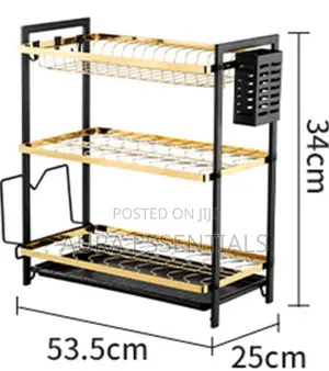 3 Layer Black Gold Kitchen Dish Rack