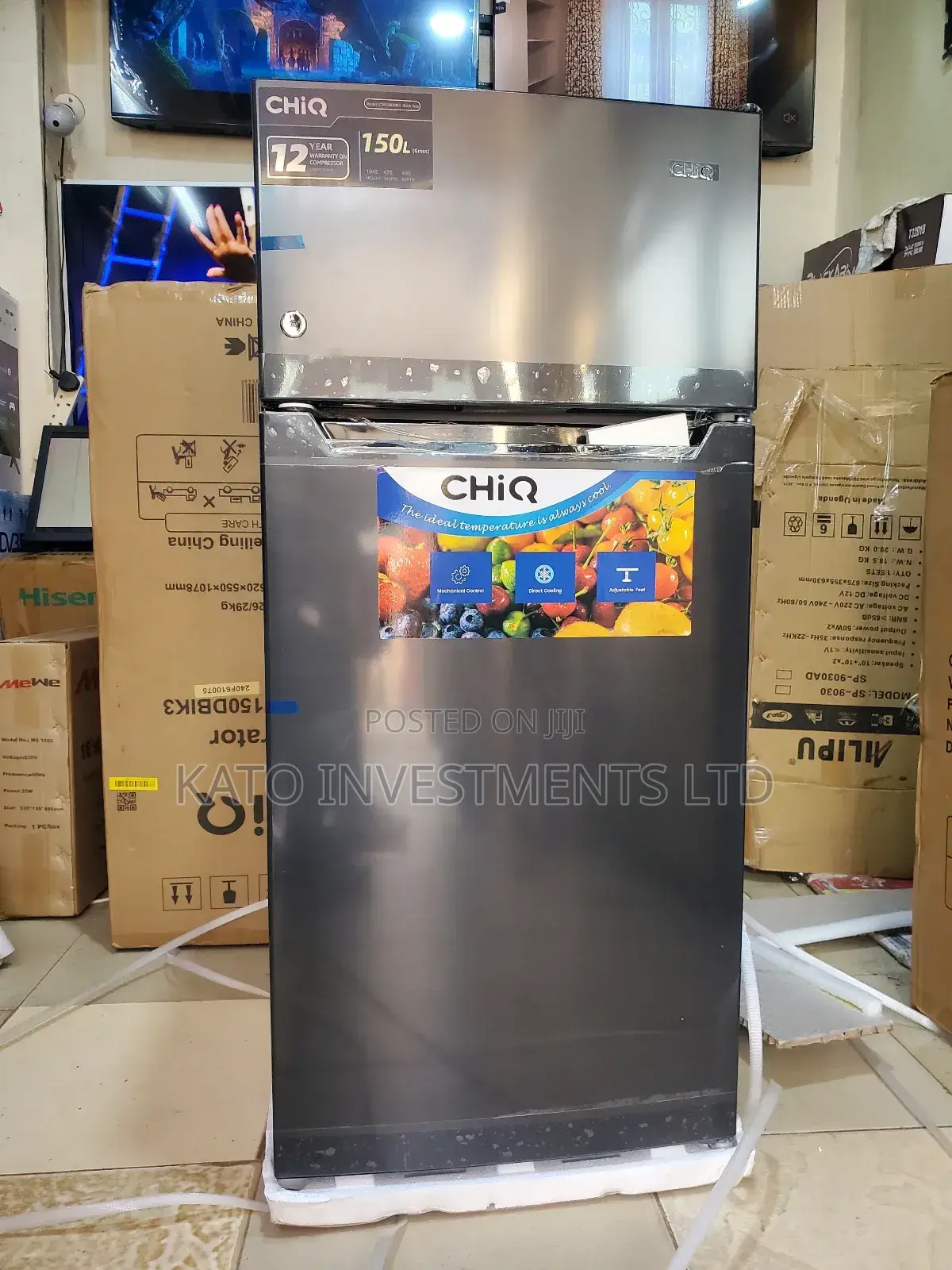 Chiq 150litrs Double Door Gray
