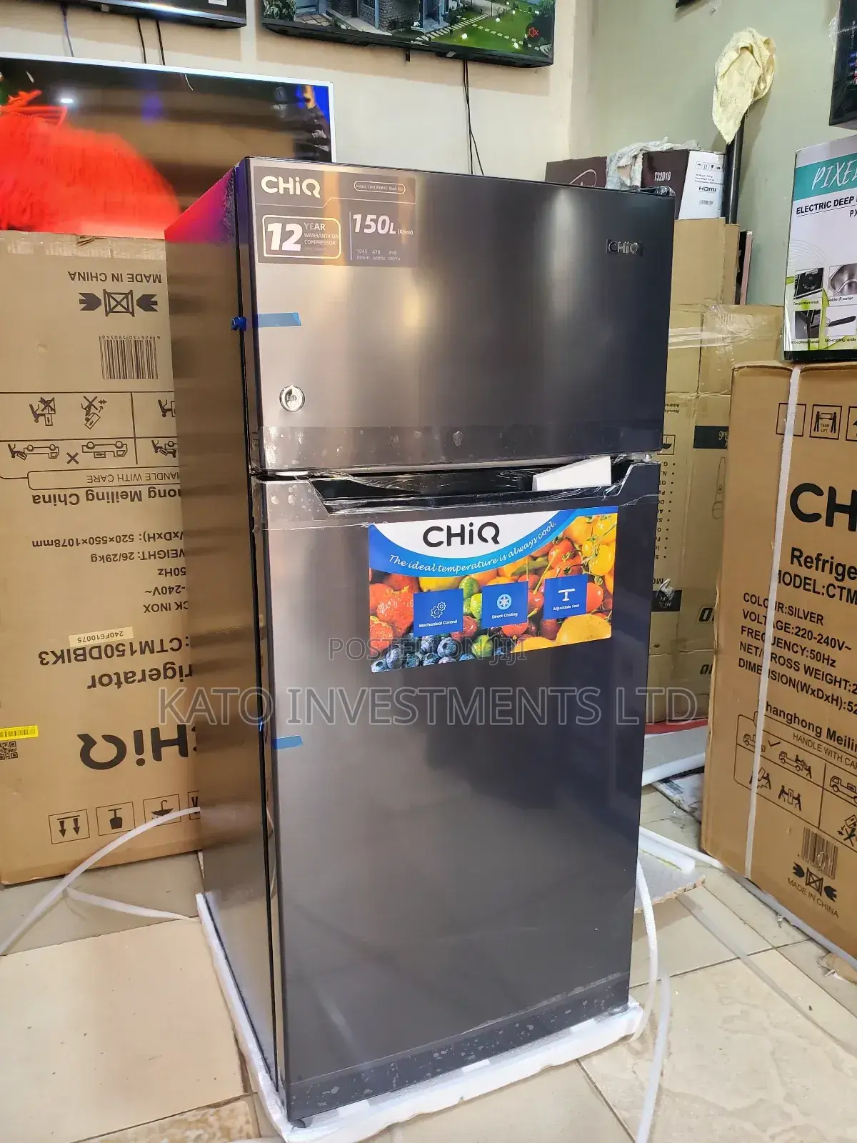 Chiq 150litrs Double Door Gray