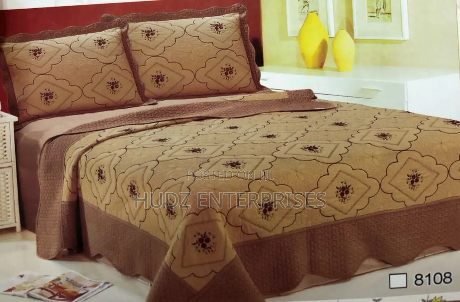 3pc Bedspread 6x6 Brown