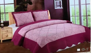 3pc Bedspread 6x6 Baby Pink and Maroon