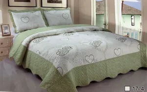 3pc Bedspread 6x6 Lemon Green and White