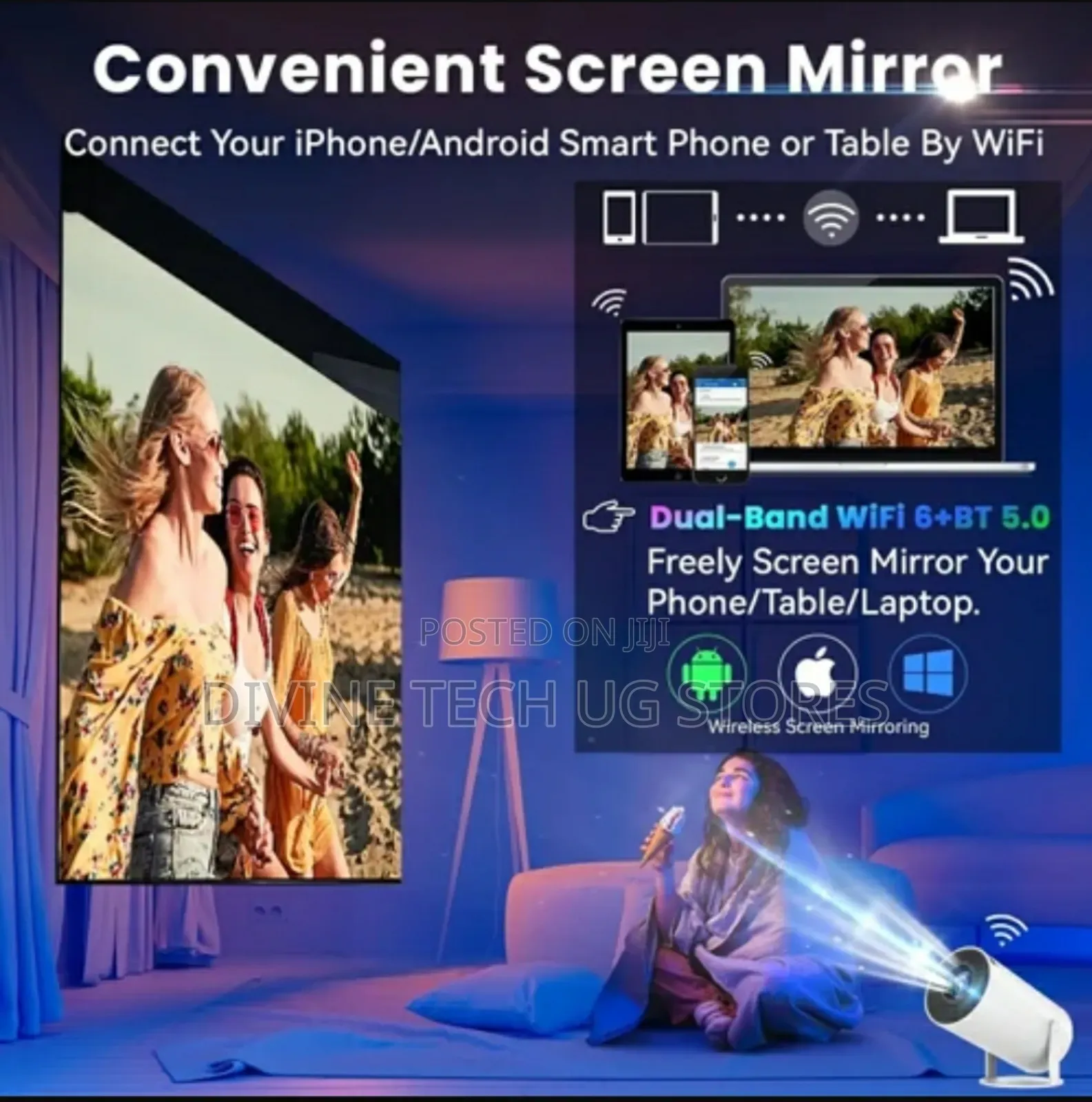 Full HD Smart Mini Projector -Smart Wireless App Projector