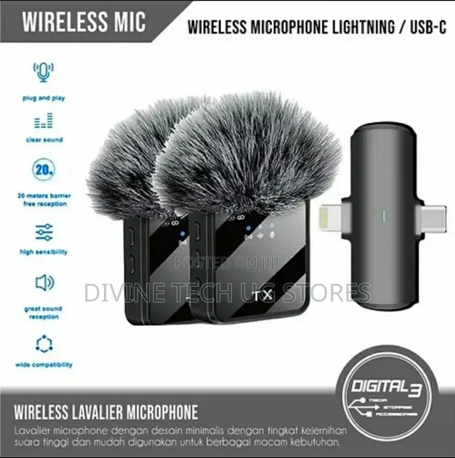 F15-2 2in1 Wireless Lavalier Microphone Type C + I Phone