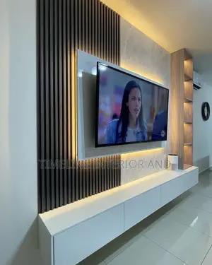 Refined Panels and Marble Sheet TV Unit