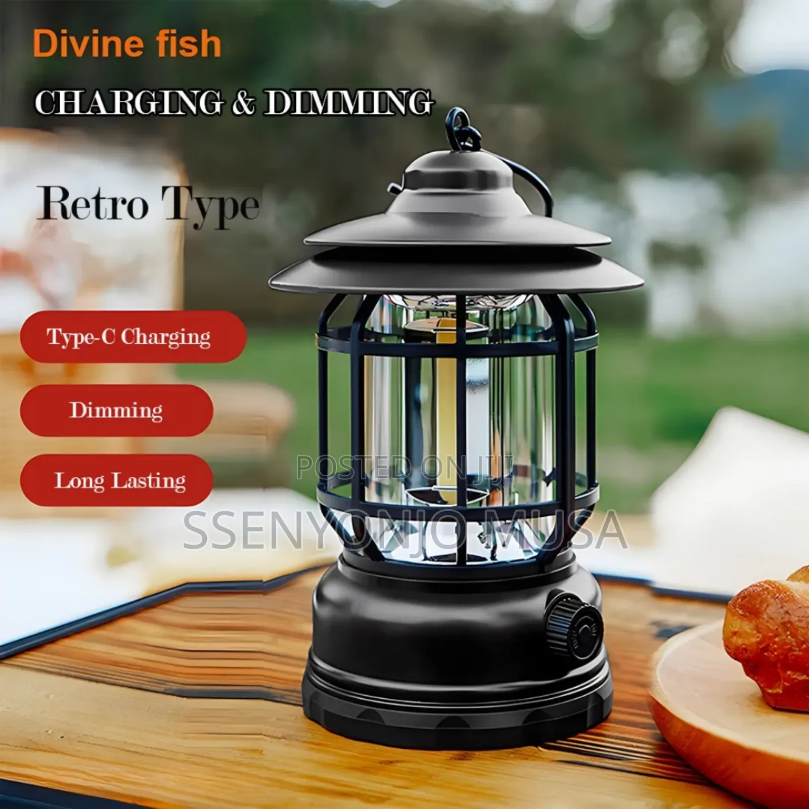 Retro Camping Lantern - Rechargeable, Portable, Waterproof