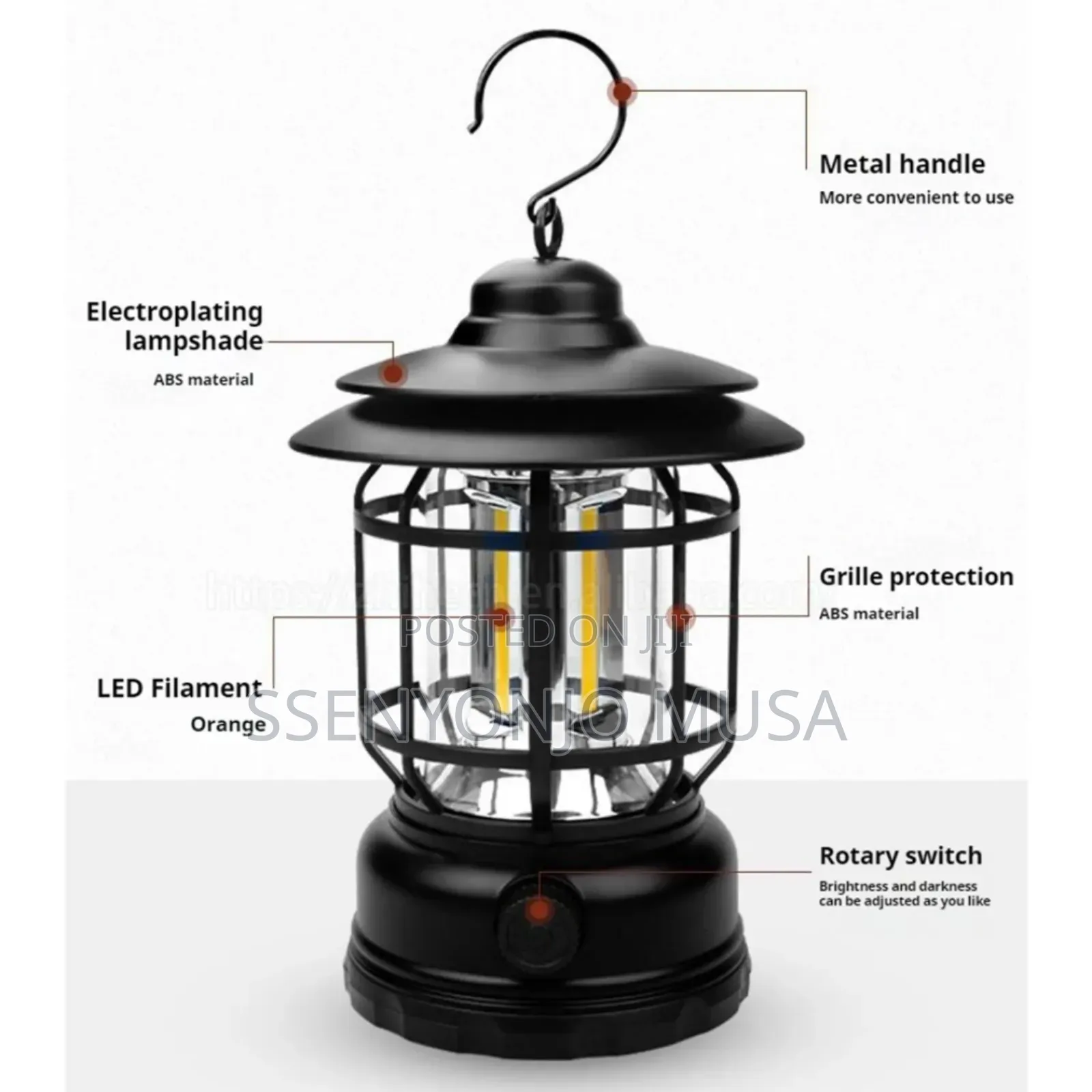 Retro Camping Lantern - Rechargeable, Portable, Waterproof