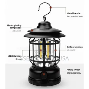 Retro Camping Lantern - Rechargeable, Portable, Waterproof